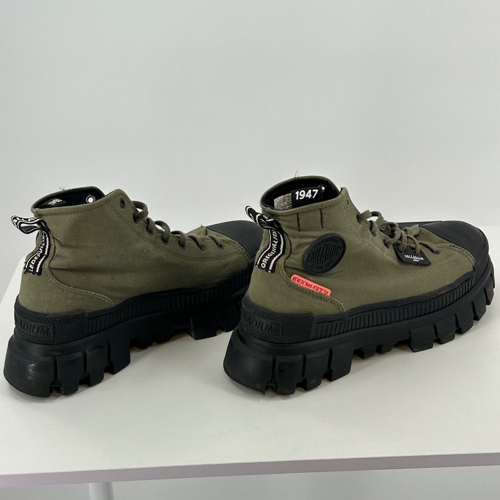 Palladium Revolt Hi Army Olive Green Canvas Platform Lug Sole Boots Womens 8 - Picture 6 of 10